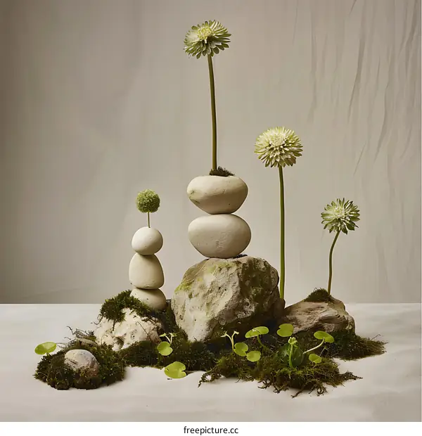 Stone and Flower Still Life Photography