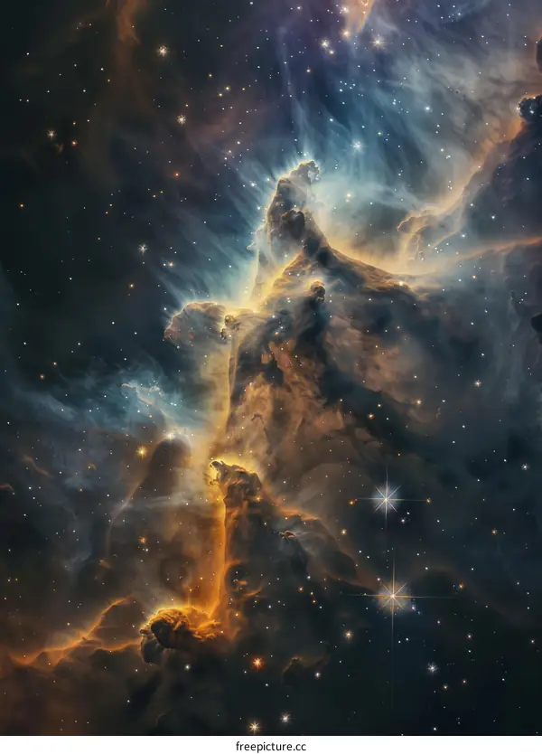 A Beautiful and Colorful Nebula in Space