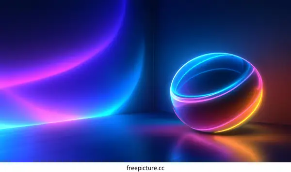 Neon Abstract Sphere in Dark Space
