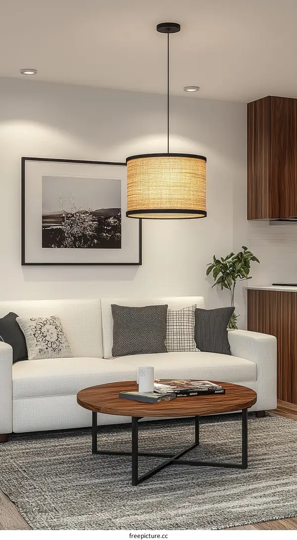 Modern Living Room Interior Design with Wooden Coffee Table