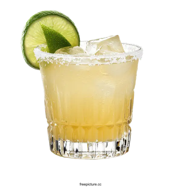 [Transparent Background PNG]Refreshing Margarita Cocktail with Lime Garnish