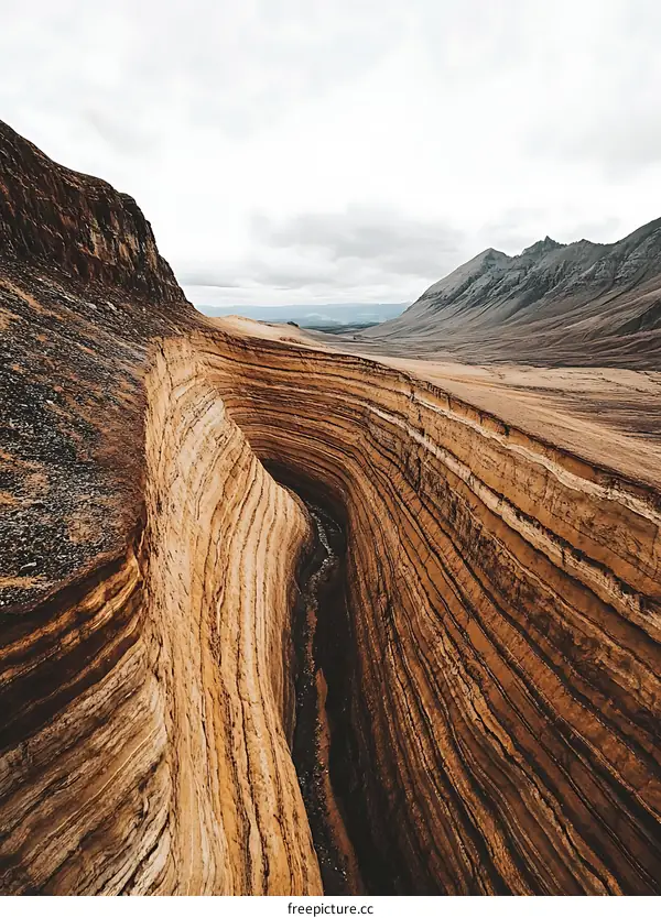 Layered Canyon Landscape in Iceland