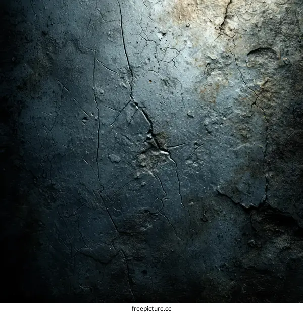 Cracked stone wall texture with spotlight