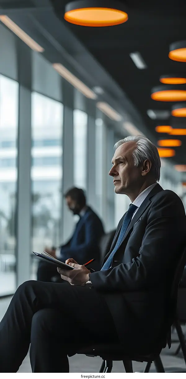 Businessman Sitting In An Office Waiting Area