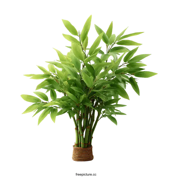 [Transparent Background PNG]Lucky Bamboo Plant in Pot Isolated on White Background