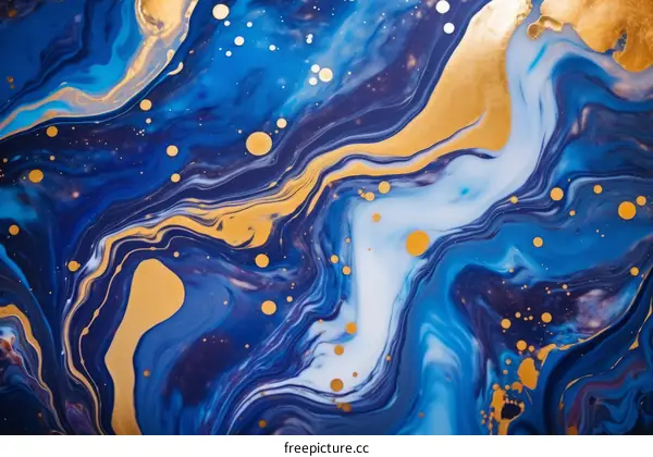 Blue and gold abstract painting