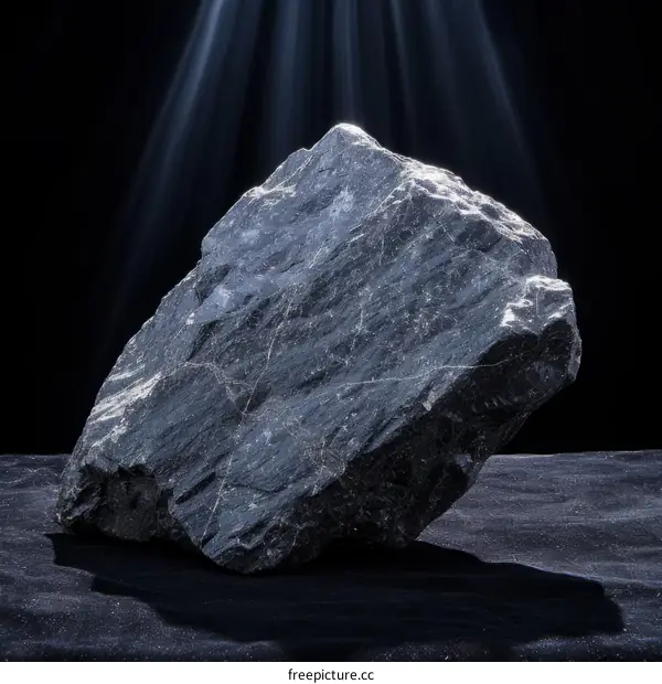 Black Rock on Black Velvet Under Bright Light