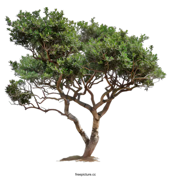 [Transparent Background PNG]Green Tree With Branches Isolated On White Background