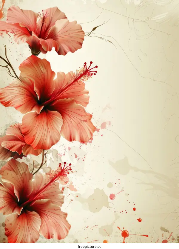 Watercolor Tropical Flowers Illustration for Design