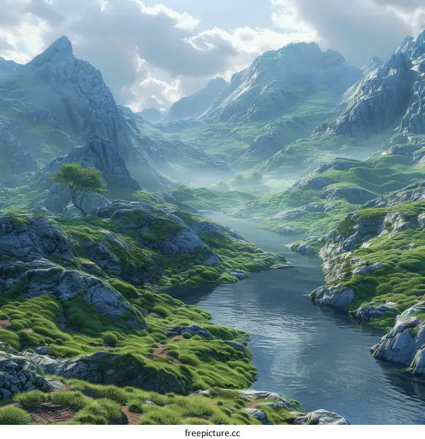 Mountain River Valley Landscape