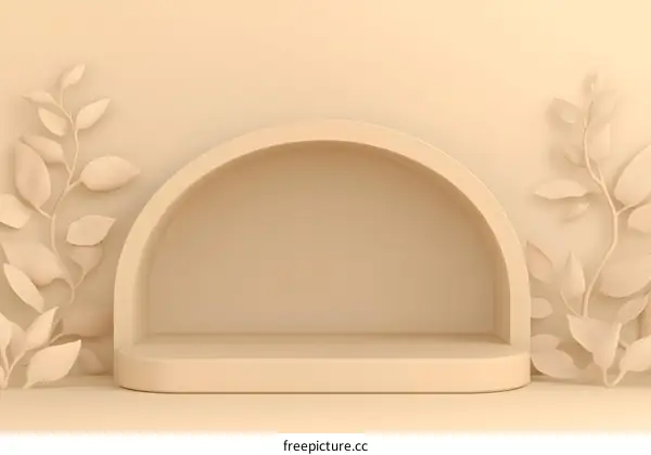 Abstract Background With Beige Arch And Plants