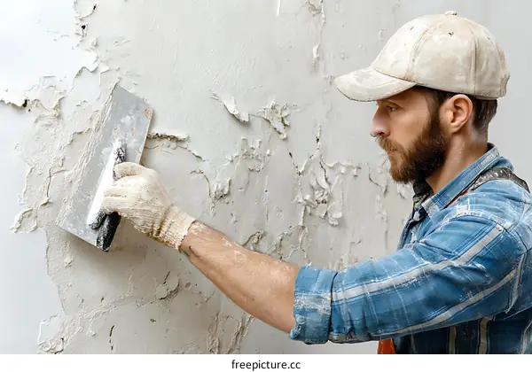 Plasterer Applying Plaster to Interior Wall