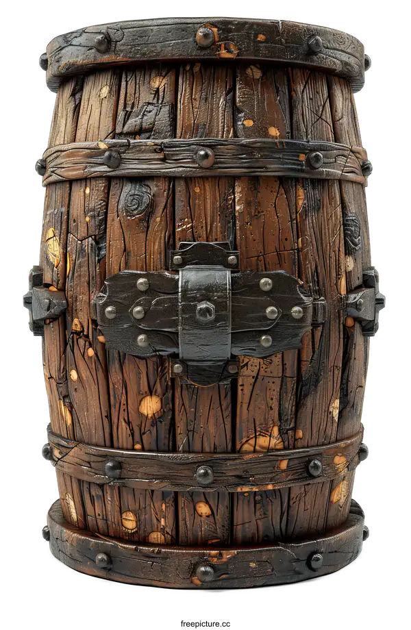 [Transparent Background PNG]Old Wooden Barrel Isolated on White