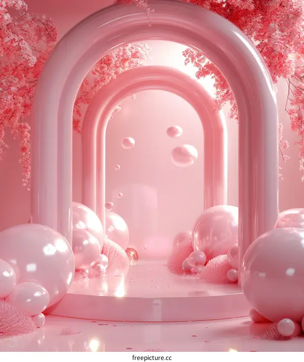 Pink Archway with Decorative Spheres