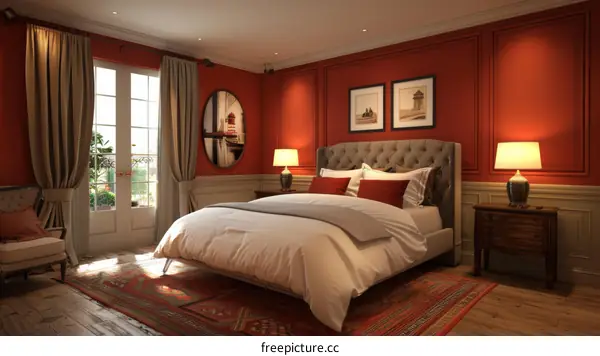 Elegant Red Bedroom Interior Design