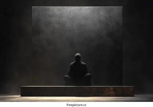 Mysterious Figure in Dark Concrete Setting