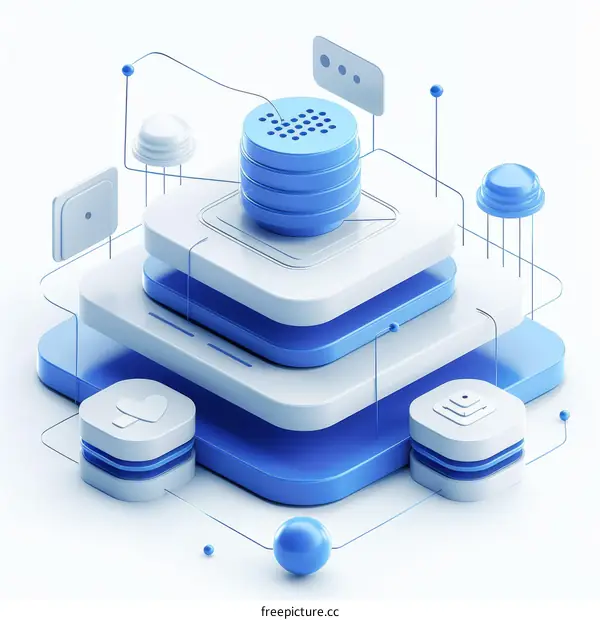 3D illustration of a database