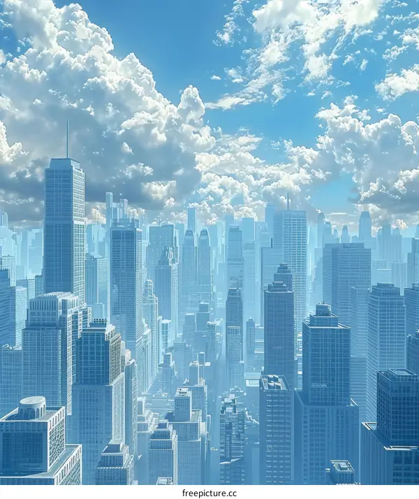 Modern City Skyline with Clouds