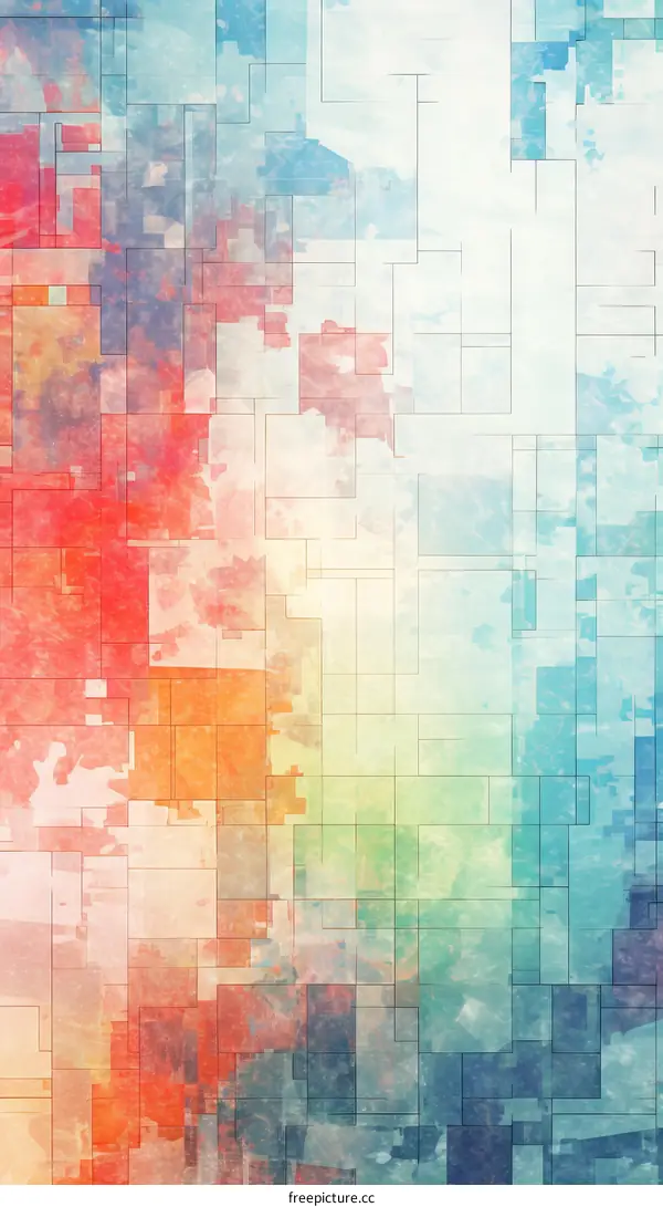 Colorful watercolor square mosaic tiles
