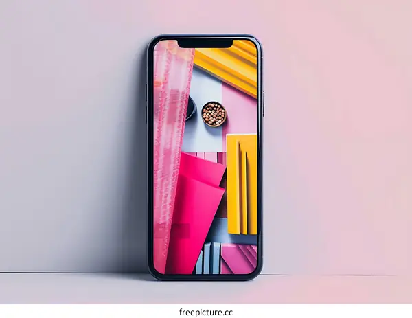Modern Abstract Colorful Still Life Photo On Smartphone Screen