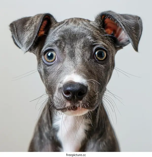 A cute puppy with big eyes and a white spot on its chest