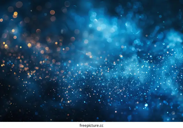 Sparkling Blue and Gold Glitter Bokeh Lights Background