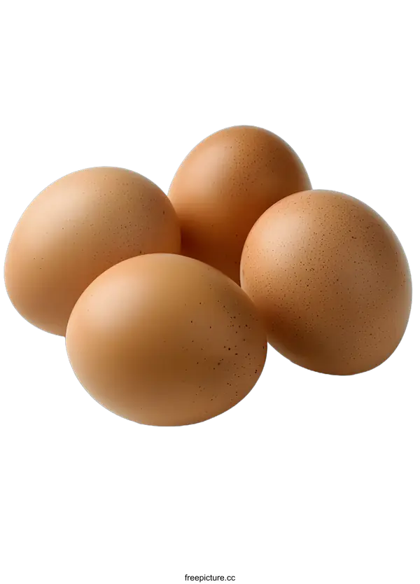 [Transparent Background PNG]Four brown eggs on a white background