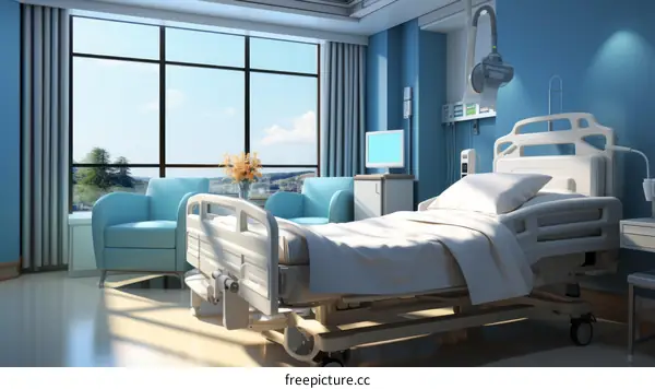 An illustration of a hospital room
