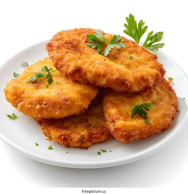 A plate of fried chicken cutlets