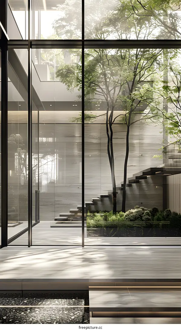 Modern Architecture Interior Design With Greenery