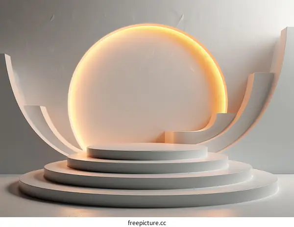 Abstract Modern Stage Design with Luminous Circle