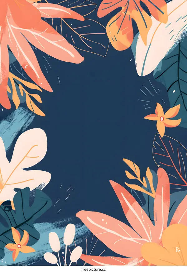 Tropical Floral Frame Background Illustration