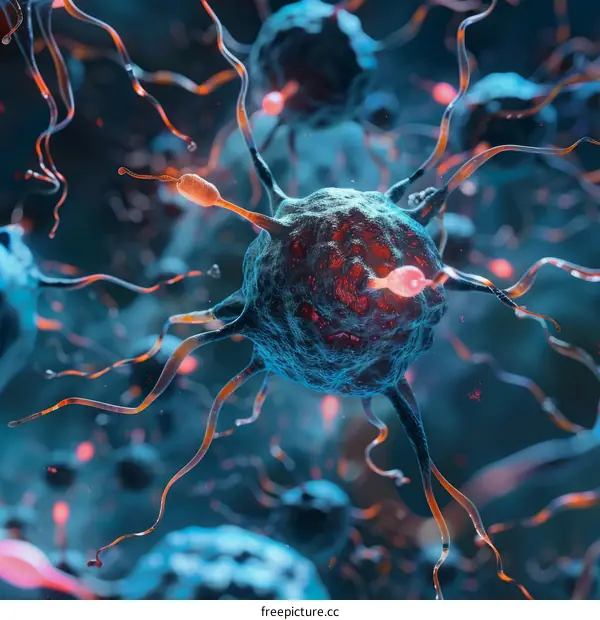 3D illustration of a neuron