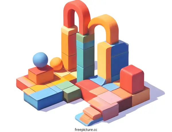 Colorful Block Construction Abstract Art