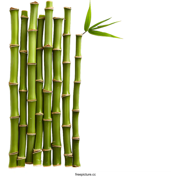 [Transparent Background PNG]Green Bamboo Stalks on White Background