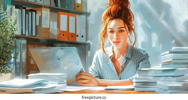 portrait of a woman working in an office
