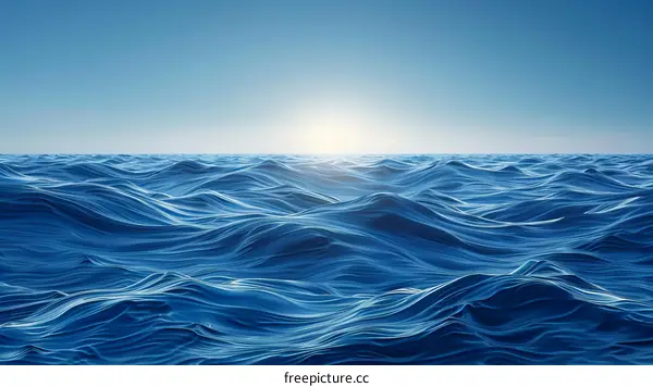 Sunlit Deep Blue Ocean Waves