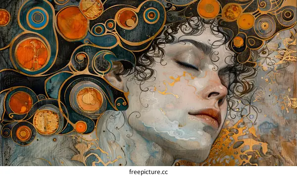 Portrait of a young woman with curly hair