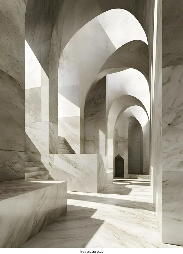 White Marble Arches Architectural Design Interior