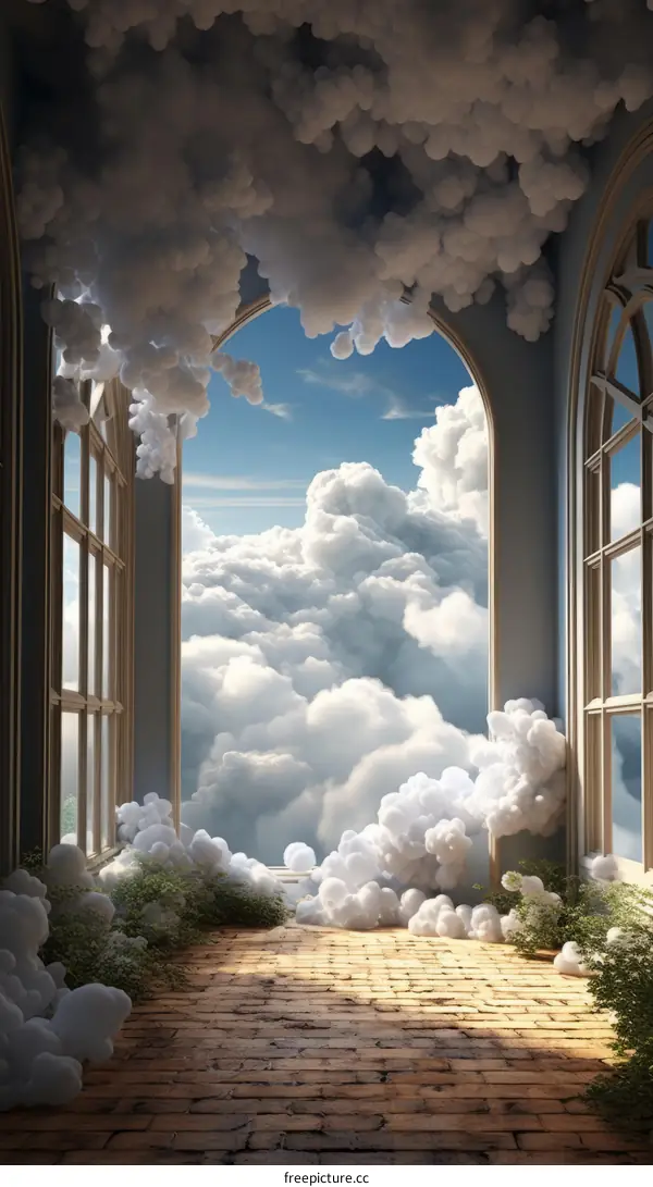 Surreal cloudscape with a view of the sky