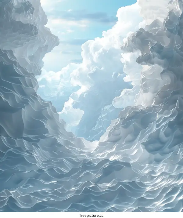 Abstract Blue and White Painting of a Mountain Landscape