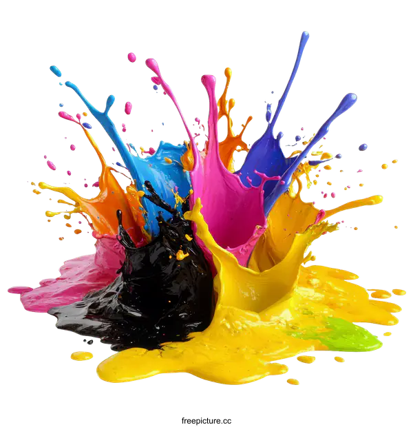 [Transparent Background PNG]Colorful Paint Splatter Abstract Illustration