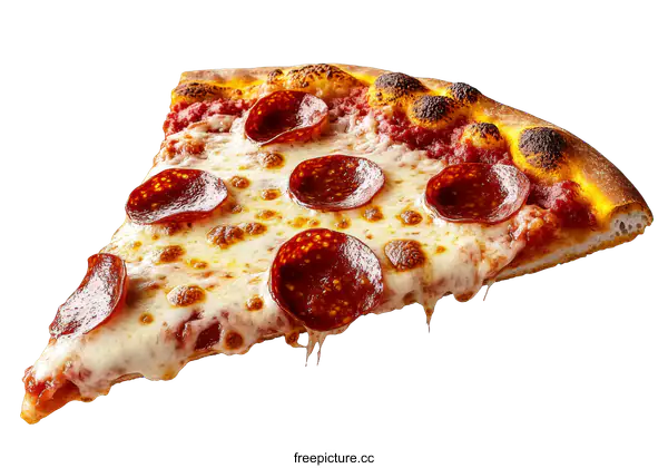 [Transparent Background PNG]Delicious Pepperoni Pizza Slice on White Background