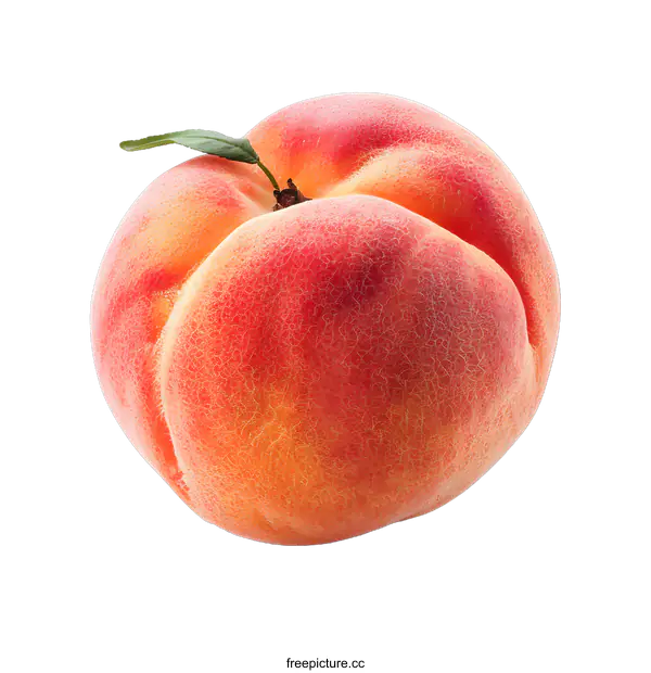 [Transparent Background PNG]Ripe Peach Fruit With Leaf