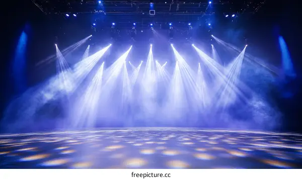 Empty Stage with Powerful Stage Lights