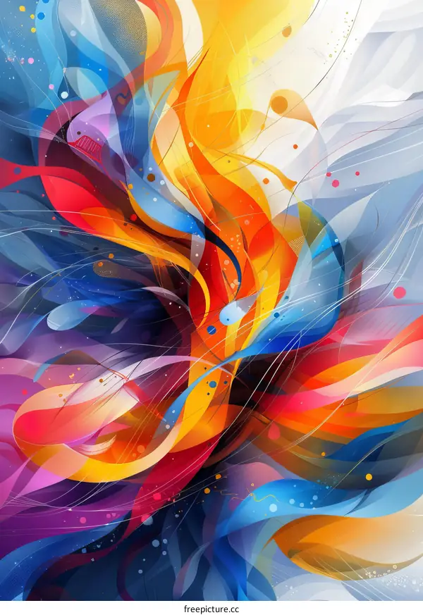 Abstract Acrylic Painting with Vibrant Colors and Dynamic Brushstrokes