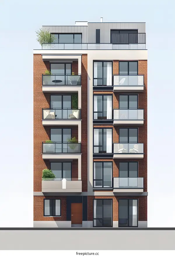 Modern Brick Apartment Building Facade