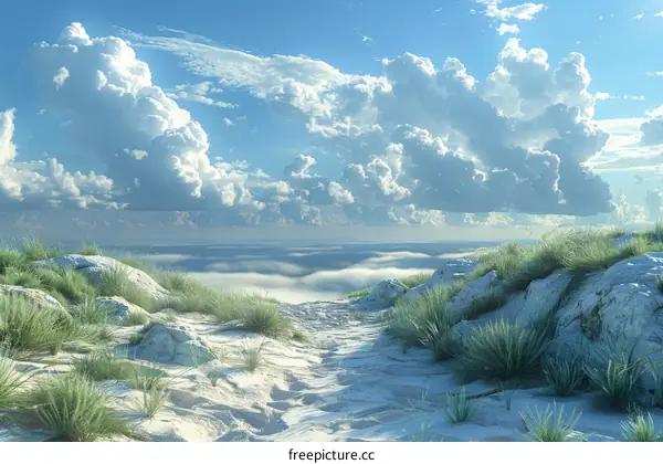 A Beautiful Illusory Landscape With Fluffy Clouds