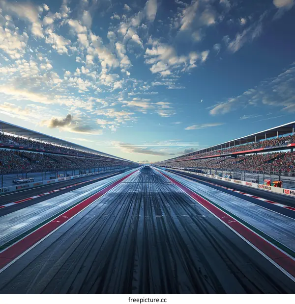 Audience Filling up the Stands Surrounding a Racetrack
