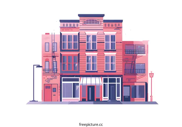 Pink Brick Building With Storefronts